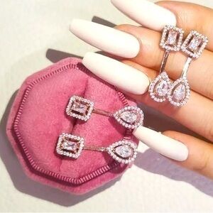 White Sapphire Rose Gold Earrings